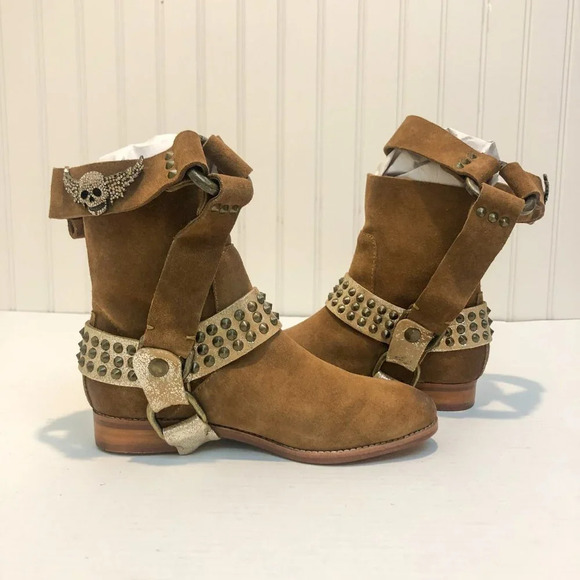 NEW RARE Zadig & Voltaire Arcade Studded Western Suede Harness Ankle Booties 5 - Picture 9 of 15